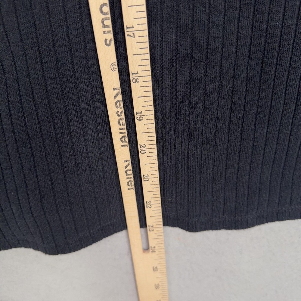 Madewell Shirt Womens Large Black Short Sleeve Ribbed Knit Polo Button Front Top - Picture 12 of 14